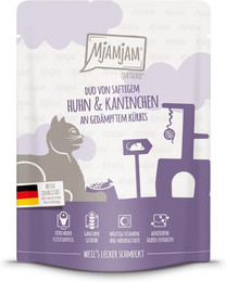 Produktbild von MjAMjAM Katzen Nassfutter DUO Hühnchen & Kaninchen mit Kürbis - 6 x 300 g