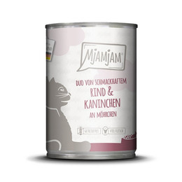 Produktbild von MjAMjAM Katzen Nassfutter DUO Rind & Kaninchen mit Möhrchen - 6 x 400 g