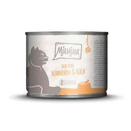 Produktbild von MjAMjAM Katzen Nassfutter DUO von zartem Hühnchen & Kalb an gedämpftem Kürbis - 6 x 200 g