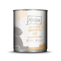 Produktbild von MjAMjAM Katzen Nassfutter DUO von zartem Hühnchen & Kalb an gedämpftem Kürbis - 800 g