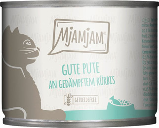 Produktbild von MjAMjAM Katzen Nassfutter Gute Pute an gedämpftem Kürbis - 6 x 200 g