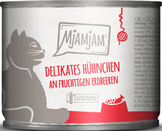 Produktbild von Mjamjam Katzen Nassfutter Huhn & Erdbeeren - 6 x 200 g