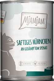 Produktbild von Mjamjam Katzen Nassfutter Huhn & Spinat - 400 g
