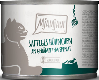 Produktbild von Mjamjam Katzen Nassfutter Huhn & Spinat - 200 g