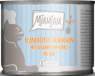 Produktbild von MjAMjAM Katzen Nassfutter Hühnchen mit gedämpftem Kürbis an Soße - 185 g