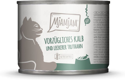 Produktbild von MjAMjAM Katzen Nassfutter Kalb & Truthahn mit Möhrchen - 6 x 200 g