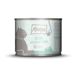 Produktbild von Mjamjam Katzen Nassfutter Kitten gute Pute mit Lachsöl 6x200g