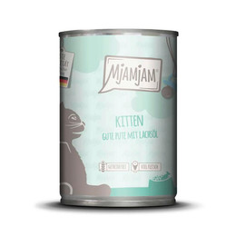 Produktbild von Mjamjam Katzen Nassfutter Kitten gute Pute mit Lachsöl - 6 x 400 g