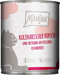 Produktbild von MjAMjAM Katzen Nassfutter kulinarischer Hirsch und Truthahn an frischen Cranberries - 6 x 800 g