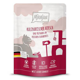 Produktbild von MjAMjAM Katzen Nassfutter kulinarischer Hirsch und Truthahn an frischen Cranberries - 300 g