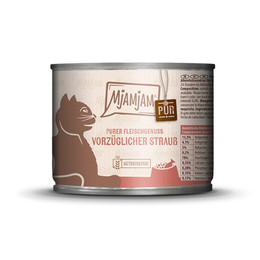 Produktbild von Mjamjam Katzen Nassfutter purer Fleischgenuss Strauß - 6 x 200 g