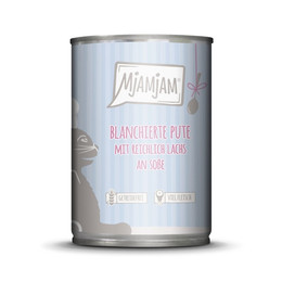 Produktbild von Mjamjam Katzen Nassfutter Pute mit reichlich Lachs an Soße 6x380g