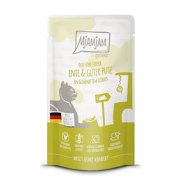 Produktbild von MjAMjAM Katzen Nassfutter Quetschie DUO Ente & Pute an Kürbis - 12 x 125 g