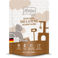 Produktbild von MjAMjAM Katzen Nassfutter Quetschie DUO Rind & Pute mit Kürbis - 6 x 300 g