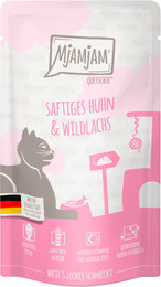 Produktbild von MjAMjAM Katzen Nassfutter Saftiges Huhn und Wildlachs - 12 x 125 g