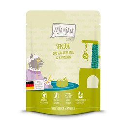 Produktbild von MjAMjAM Katzen Nassfutter Senior Duo Ente & Kaninchen - 300 g