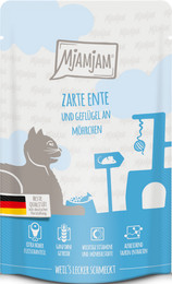 Produktbild von MjAMjAM Katzen Nassfutter zarte Ente & Geflügel an Möhrchen - 12 x 125 g