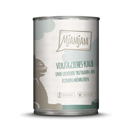 Produktbild von MjAMjAM Katzenfutter Kalb & Truthahn mit Möhrchen - 6 x 400 g