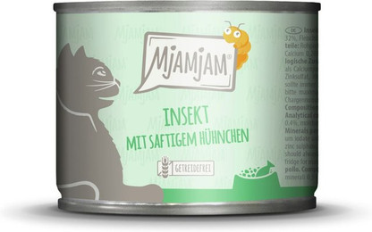 Produktbild von MJAMJAM Leckere Mahlzeit 200g Dose Katzennassfutter Sparpaket 12 x 200 Gramm Insekt mit saftigem Hühnchen