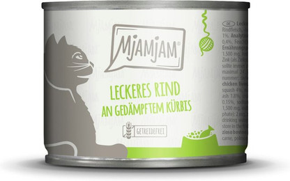 Produktbild von MJAMJAM Leckere Mahlzeit 200g Dose Katzennassfutter Sparpaket 12 x 200 Gramm leckeres Rind an gedämpftem Kürbis