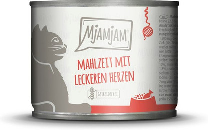 Produktbild von MJAMJAM Leckere Mahlzeit 200g Dose Katzennassfutter Sparpaket 12 x 200 Gramm Mahlzeit mit leckeren Herzen