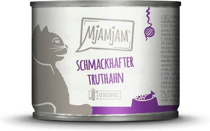 Produktbild von MJAMJAM Leckere Mahlzeit 200g Dose Katzennassfutter Sparpaket 12 x 200 Gramm schmackhafter Truthahn an leckeren Möhrchen