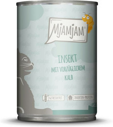 Produktbild von MJAMJAM Leckere Mahlzeit 400g Dose Katzennassfutter Sparpaket 12 x 400 Gramm Insekt mit vorzüglichem Kalb