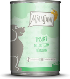 Produktbild von MJAMJAM Leckere Mahlzeit 400g Hundenassfutter Sparpaket 12 x 400 Gramm Insekt mit saftigem Hühnchen
