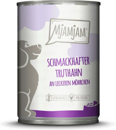 Produktbild von MJAMJAM Leckere Mahlzeit 400g Hundenassfutter Sparpaket 12 x 400 Gramm schmackhafter Truthahn an leckeren Möhrchen