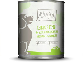 Produktbild von MJAMJAM Leckere Mahlzeit 800g Dose Hundenassfutter 6 x 800 Gramm leckeres Rind an gekochten Kartoffeln mit knackigen Erbsen
