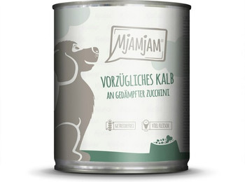 Produktbild von MJAMJAM Leckere Mahlzeit 800g Dose Hundenassfutter 6 x 800 Gramm vorzügliches Kalb an gedämpfter Zucchini