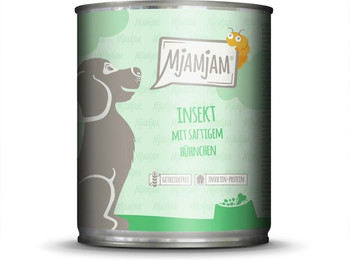 Produktbild von MJAMJAM Leckere Mahlzeit 800g Dose Hundenassfutter Sparpaket 12 x 800 Gramm Insekt mit saftigem Hühnchen
