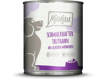 Produktbild von MJAMJAM Leckere Mahlzeit 800g Dose Hundenassfutter Sparpaket 12 x 800 Gramm schmackhafter Truthahn an leckeren Möhrchen