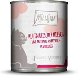 Produktbild von MJAMJAM Leckere Mahlzeit 800g Dose Katzennassfutter 6 x 800 Gramm kulinarischer Hirsch und Truthahn an frischen Cranberries