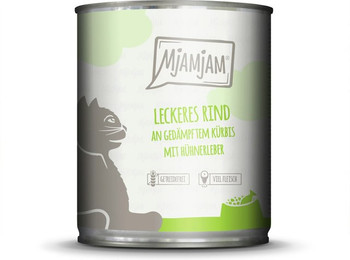 Produktbild von MJAMJAM Leckere Mahlzeit 800g Dose Katzennassfutter 6 x 800 Gramm leckeres Rind an gedämpftem Kürbis