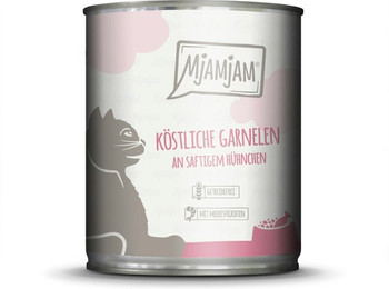 Produktbild von MJAMJAM Leckere Mahlzeit 800g Dose Katzennassfutter Sparpaket 12 x 800 Gramm köstliche Garnelen an saftigem Hühnchen