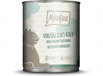 Produktbild von MJAMJAM Leckere Mahlzeit 800g Dose Katzennassfutter Sparpaket 12 x 800 Grammvorzügliches Kalb mit leckerem Truthahn