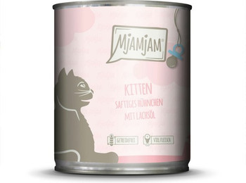 Produktbild von MJAMJAM Leckere Mahlzeit Kitten 800g Dose Katzennassfutter 6 x 800 Gramm saftiges Huhn mit Lachsöl