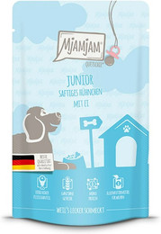 Produktbild von MjAMjAM – Mahlzeit für Welpen, mit saftigem Hühnchen und Ei MjAMjAM Hund Sparpaket 24x125g Junior Hühnchen