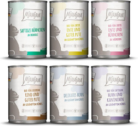 Produktbild von MjAMjAM Mixpaket Katzenfutter 6 Sorten - 6 x 400 g