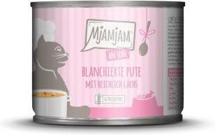 Produktbild von MjAMjAM Nassfutter Katze Adult Blanchiert in Sauce Pute und Lachs - 6 x 185 g
