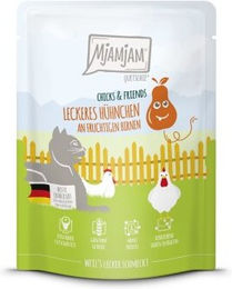 Produktbild von MjAMjAM Nassfutter Katze Adult Quetschie Chicks & Friends Huhn und Birne - 6 x 300 g