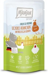 Produktbild von MjAMjAM Nassfutter Katze Adult Quetschie Chicks & Friends Huhn und Birne - 12 x 125 g