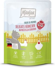 Produktbild von MjAMjAM Nassfutter Katze Adult Quetschie Chicks & Friends Huhn und Erdbeere - 6 x 300 g
