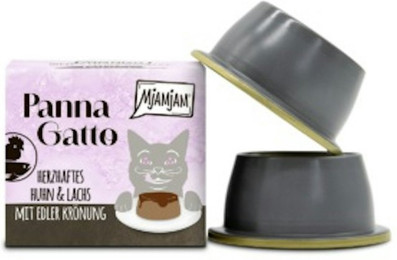 Produktbild von MJAMJAM Pana Gatto Schale 2x80g Katzennassfutter 12 x 2x80g herzhaftes Huhn & Lachs