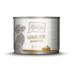 MjAMjAM Premium Nassfutter für Hunde delikates Pferd an gedämpften Kartoffeln - 6 x 200 g – Bild 1 von 6
