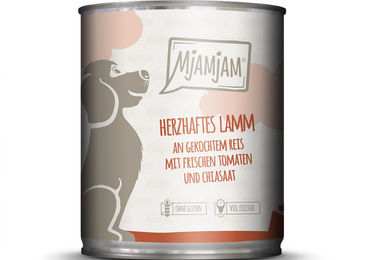 Produktbild von MjAMjAM Premium Nassfutter für Hunde herzhaftes Lamm mit Reis und Tomaten - 800 g