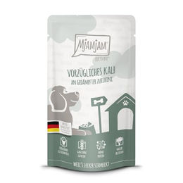MjAMjAM Premium Nassfutter für Hunde Quetschie Kalb an gedämpfter Zucchini - 12 x 125 g – Bild 1 von 6