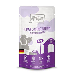 Produktbild von MjAMjAM Premium Nassfutter für Hunde Quetschie Truthahn mit Möhrchen - 12 x 125 g