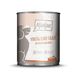 Produktbild von MjAMjAM Premium Nassfutter für Hunde Strauß mit Apfel - 800 g